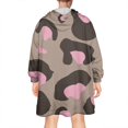 thumbnail image 2 of Brown and Pink Of Leopard Print Wearable Oversized Blanket,Wearable Blanket Hoodie for Adults,Cozy Hooded Blankets with Super Pockets,Super Warm Fuzzy Pullover for Women & Men, 2 of 6