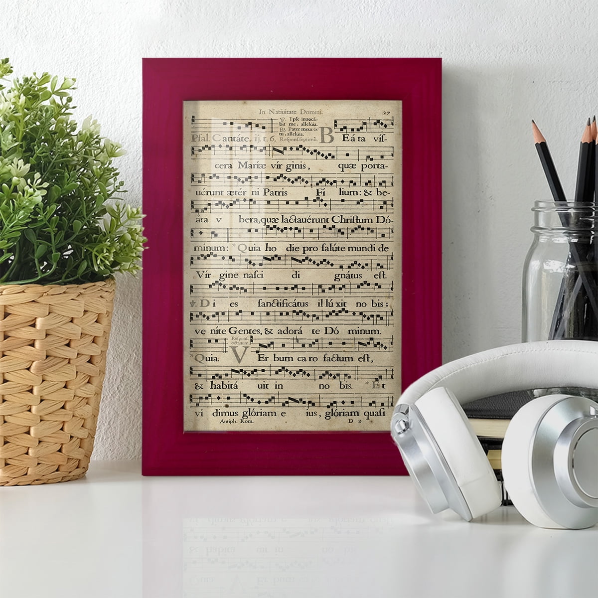 Vellum Songbook IV -Framed Print w/glass-Cherry Red