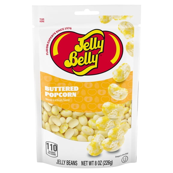 Jelly Belly Buttered Popcorn - 8 oz Pouch Bag, Genuine, Official, Straight from the Source