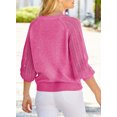 thumbnail image 3 of Sidefeel Womens V-Neck Sweaters Solid Color Knitted Pullover Tops Hollow Out Cable Knit Jumper Tops, 3 of 4