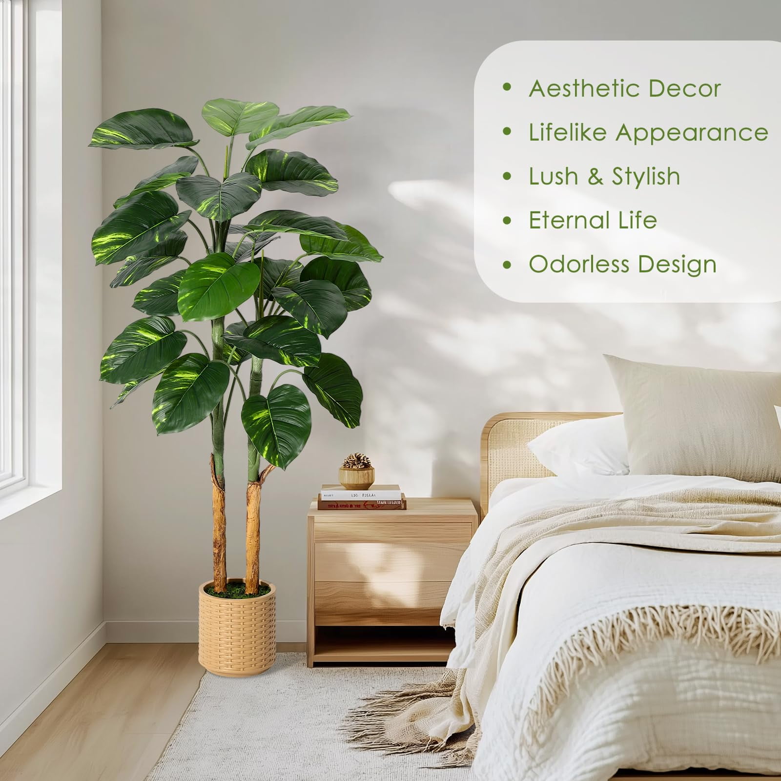 Huisuilinss Artificial Scindapsus Aureus Plant,Faux Golden Pothos Plant,Artificial Golden Dieffenbachia Floor Plants In Pot,Indoor Fake Tree For Home Office Garden Decor