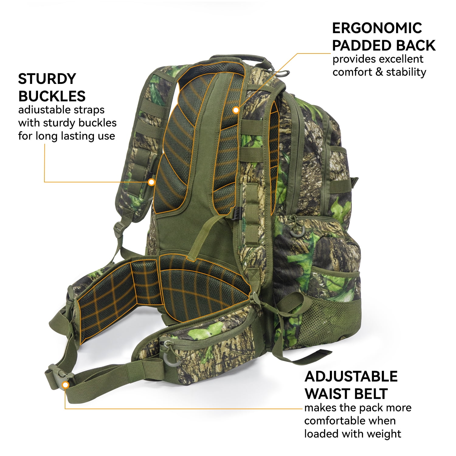 Hunting Backpack for Deer Hunting, Waterproof Camo Hunting Packs for Men