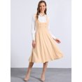 thumbnail image 4 of DARING DIVA Women's Lace Trim Button Overalls Midi Vintage Pinafore Dress L Beige, 4 of 6