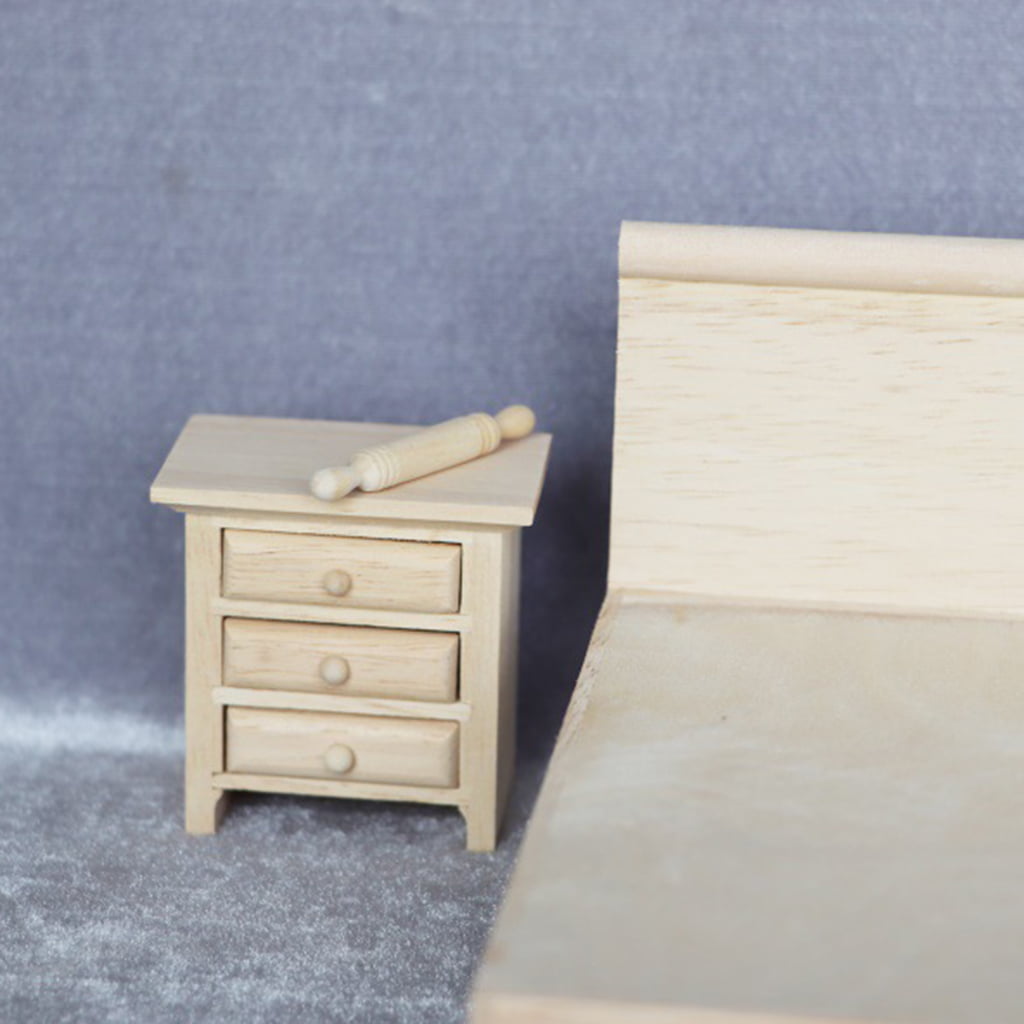 1/12 Scale Dollhouse Furniture Miniature Wood Nightstand Cabinet Dolls House 
