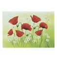 thumbnail image 1 of Poppy Flower Cutting Board, Spring Environment with Poppies and Daisies on Grass Flourishing Nature, Decorative Tempered Glass Cutting and Serving Board, Large Size, Red Green, by Ambesonne, 1 of 1