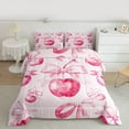 thumbnail image 2 of Homewish Ribbon Bow Tie Bedding Comforter Set,Sweet Apple Twin Comforter Sets,Pink Bowtie Bowknot Bedding Set For Girl Teens,Luxury Bedroom Decor Reversible,2-Piece, 2 of 8