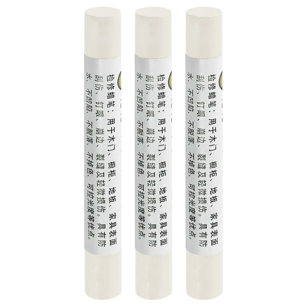 Crayones de reparación de muebles, 3 piezas - Palos de relleno de cera para madera, marcadores para retocar - para arañazos, agujeros, mesas, escritorios, pisos de madera, cubrimientos, blanco cereza