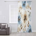 thumbnail image 3 of Blue Brown Spring Floral Semi Sheer Curtains Drapes for Living Room, Bedroom, French Doors Window 45 Inches Long, Summer Botanical Watercolor Rod Pocket Chiffon Curtain Drapery Voile Draperies Panel, 3 of 6