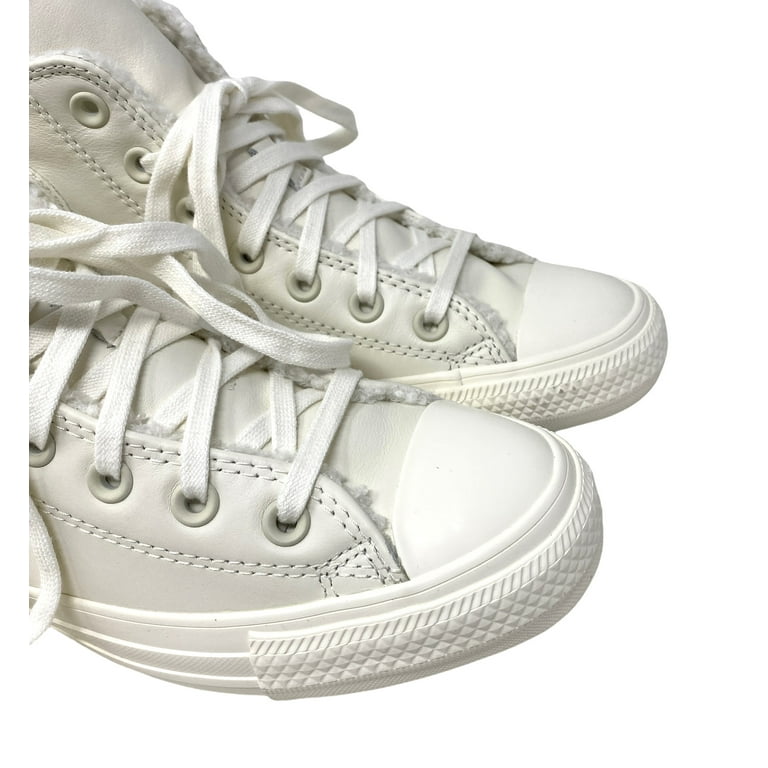 vocaal overspringen gordijn Converse Chuck Taylor High Top Women White Leather Sherpa Sneakers Size  A04257C - Walmart.com