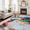 thumbnail image 4 of 8x10 Washable Area Rug, Country Oil Painting Non-Slip Extra Large Rectangle Rug for Living Room Bedroom, Retro Colorful Cow Wood Grain Indoor Floor Mat for Home Decor, 4 of 9