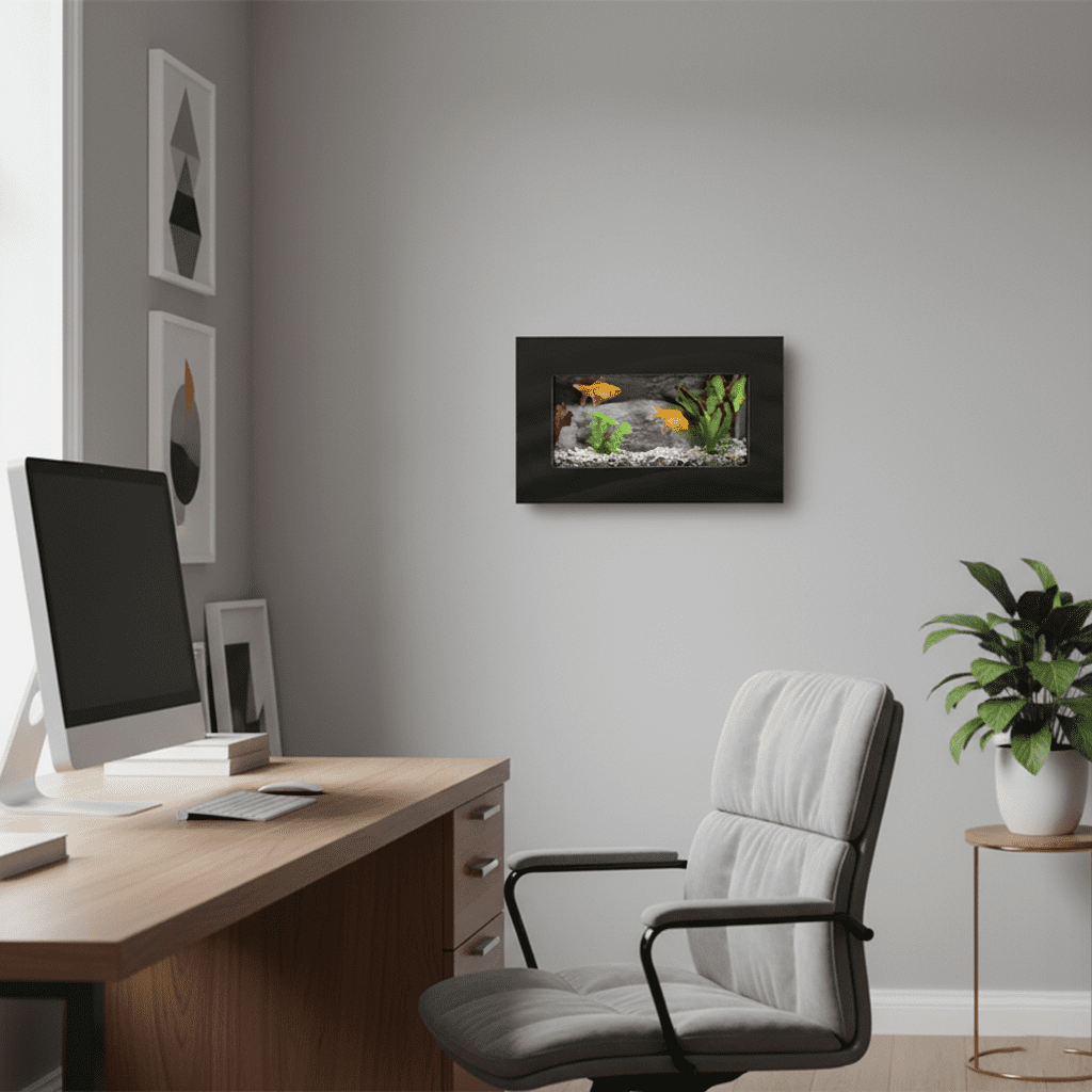 Aussie Aquariums 3.0 Modern Wall Mounted Fish Tank – Contemporary Aquatic Habitat and Living Art Display (View, Black)