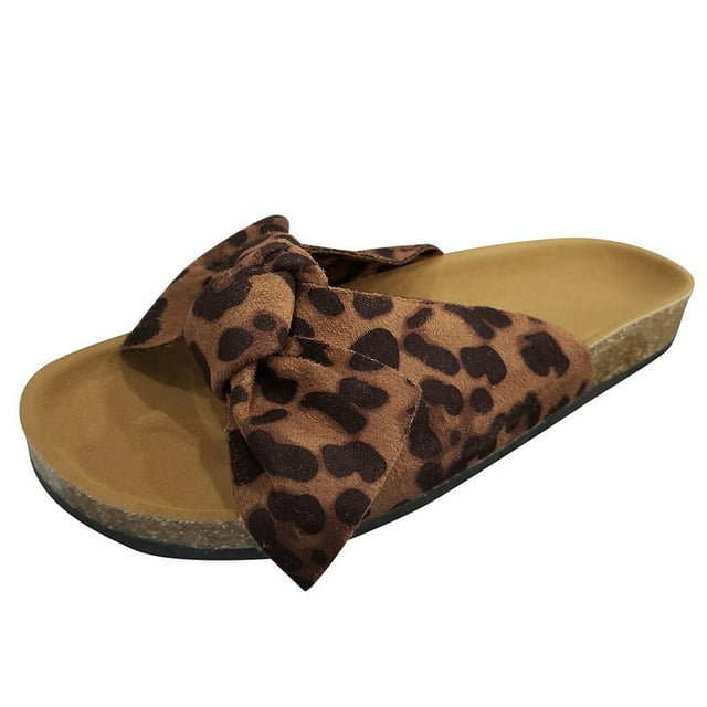 Sandales Pantoufles pour Femmes à Nœud Papillon, Semelle Plate Épaisse, Chaussures de Plage