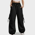 thumbnail image 2 of TTUHYWXI Women Cargo Pants Baggy Y2K Clothing Multi Pockets High Waist Loose Straight Leg Pants Vintage Grunge Clothes (Black, XXL), 2 of 6