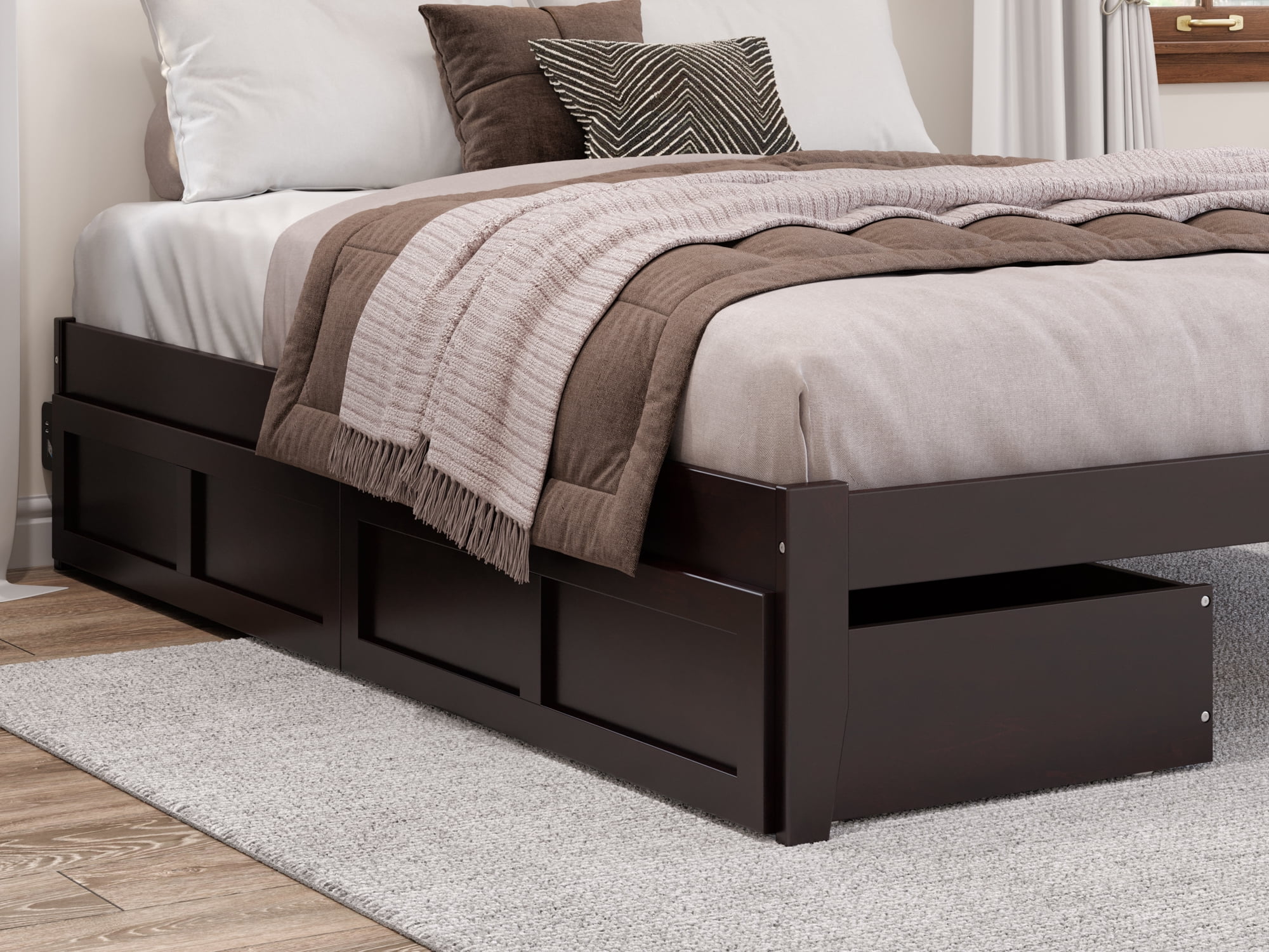 AFI Set of 2 Solid Wood Under Bed Storage Drawers, Twin-XL/Queen, Espresso