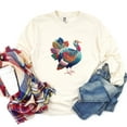 thumbnail image 5 of Turkey Patchwork Print - Women's Garment Dyed Long Sleeve Graphic T-Shirt, 5 of 13