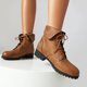 thumbnail image 3 of NECHOLOGY Botas Mujer Adulto Femenino Zapatos Botines para mujer Botas de equitación de cuero sólido a la moda para mujer, botas Vintage de fondo con cordones (Yellow, 6.5), 3 of 7