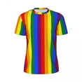thumbnail image 4 of T Shirt For Men Sports Rainbow Print T-Shirts Trending Colorful Stripes Beach Tees O Neck Retro Grap, 4 of 7