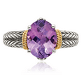 thumbnail image 5 of 925 Sterling Silver Vintage Oval Purple Amethyst Ring Gemstone Band, 5 of 9