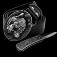 thumbnail image 1 of Cinturón de cuero genuino para hombres Cinturón de calavera con personalidad con cuchillo Adolescentes no convencionales Cinturón de moda para hombres, 1 of 5