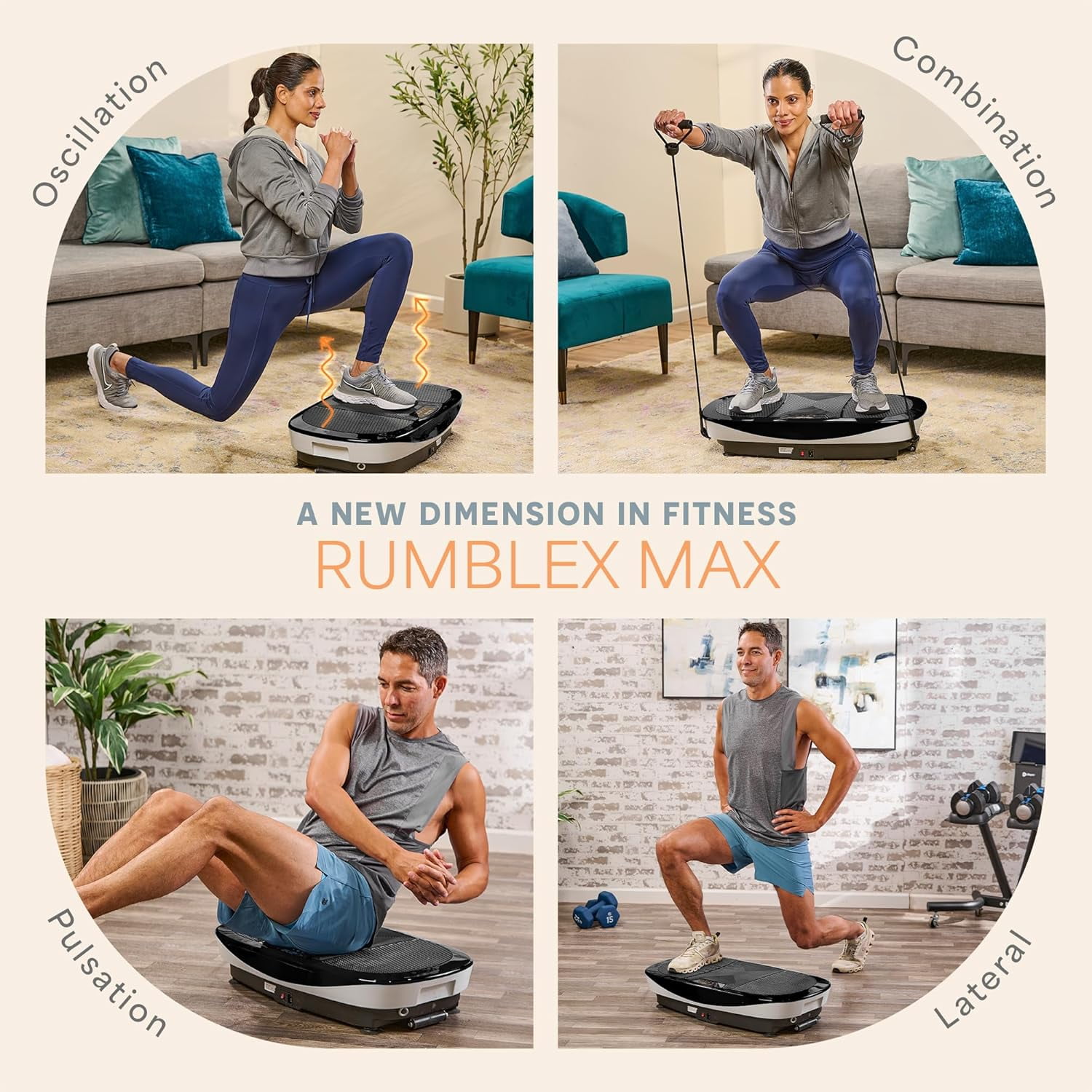 Lifepro Rumblex Max 4D Vibration Plate Exercise Machine – Triple Motor Full Body Vibrating Plate for Weight Loss, Circulation, Recovery & Home Fitness Training - Black