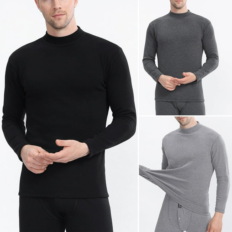 Mens Thermal Underwear Set：Fleece Lined Long Johns for Men Thermal Top and  Bottom Base Layer Cold Weather Thermals - XL 