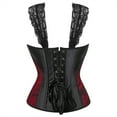 thumbnail image 3 of Grebrafan Women Corset Straps Cosplay Steampunk Bustier Top Wine Red S, 3 of 5