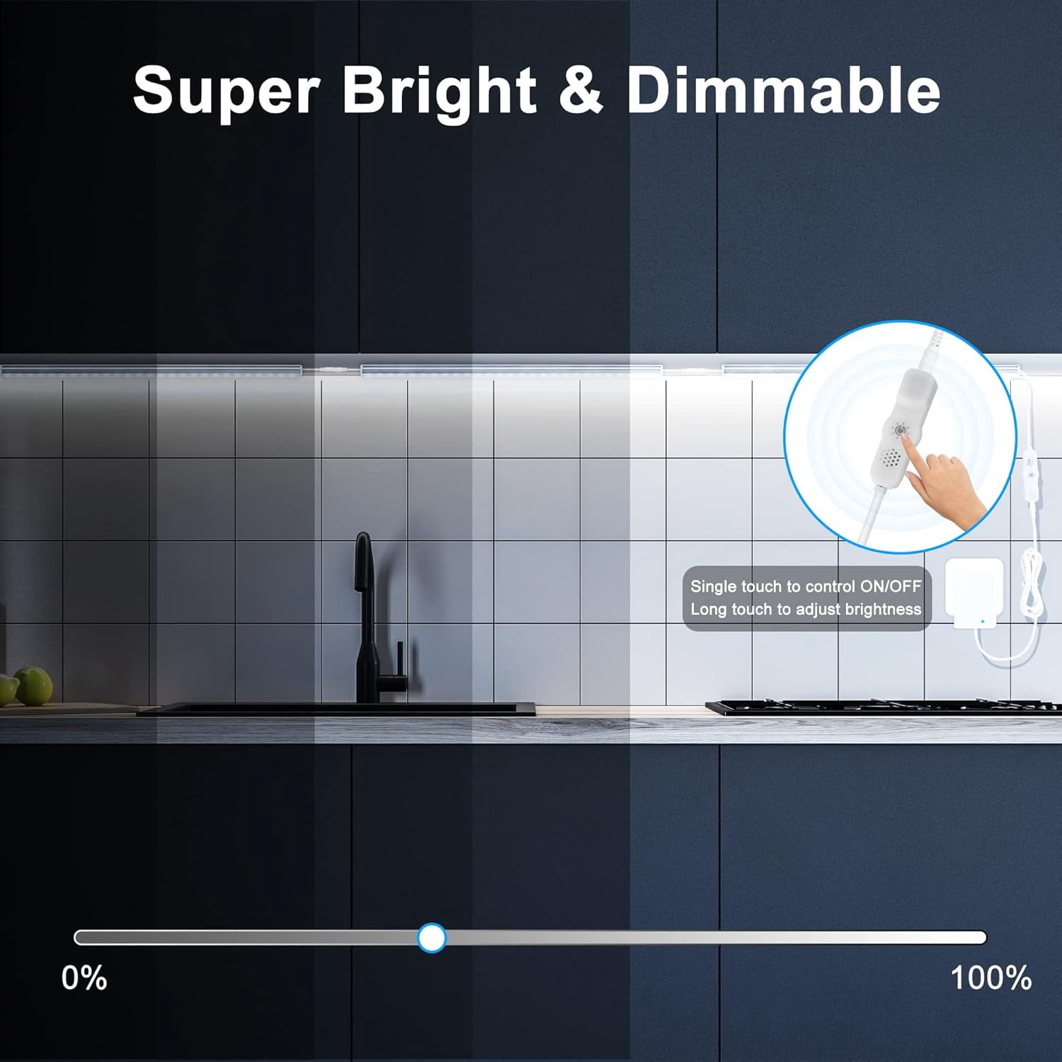 Maylit Under Cabinet Lights Plug in, 6 Pcs 12 Inch Ultra Thin Under Cabinet Lighting, Super Bright Daylight White Under Counter Lights for Kitchen, Dimmable Light for Cabinet, Counter, Workbench