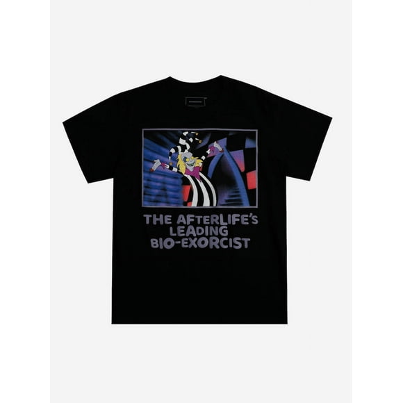 Beetlejuice le Premier Bio-Exorciste de l'Après-vie Col Rond Manches Courtes T-Shirt Noir pour Adulte-Moyen