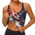 thumbnail image 3 of Picia Colorful Flower Peacock Sports Bra for Women,Padded Strappy Sports Bras Medium Support Yoga Bra with Removable Cups,Running Yoga Bra-XX-Large, 3 of 9