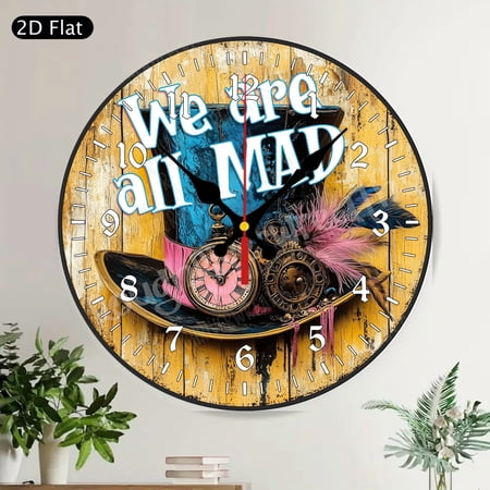 Colorful Festive Taco Day Margarita Mexican Food Round Wall Clock, Silent Kitchen Wall Decor