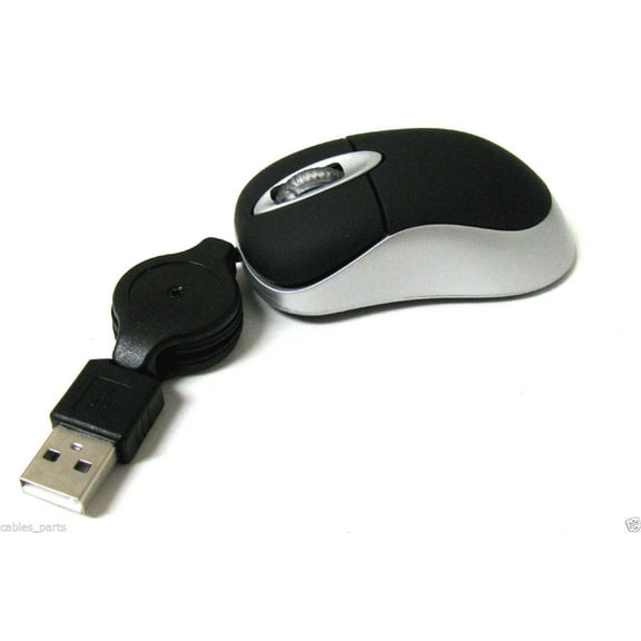 CableVantage Mini Retractable USB Optical Scroll Wheel black Mouse for PC Laptop/Noteboo​k