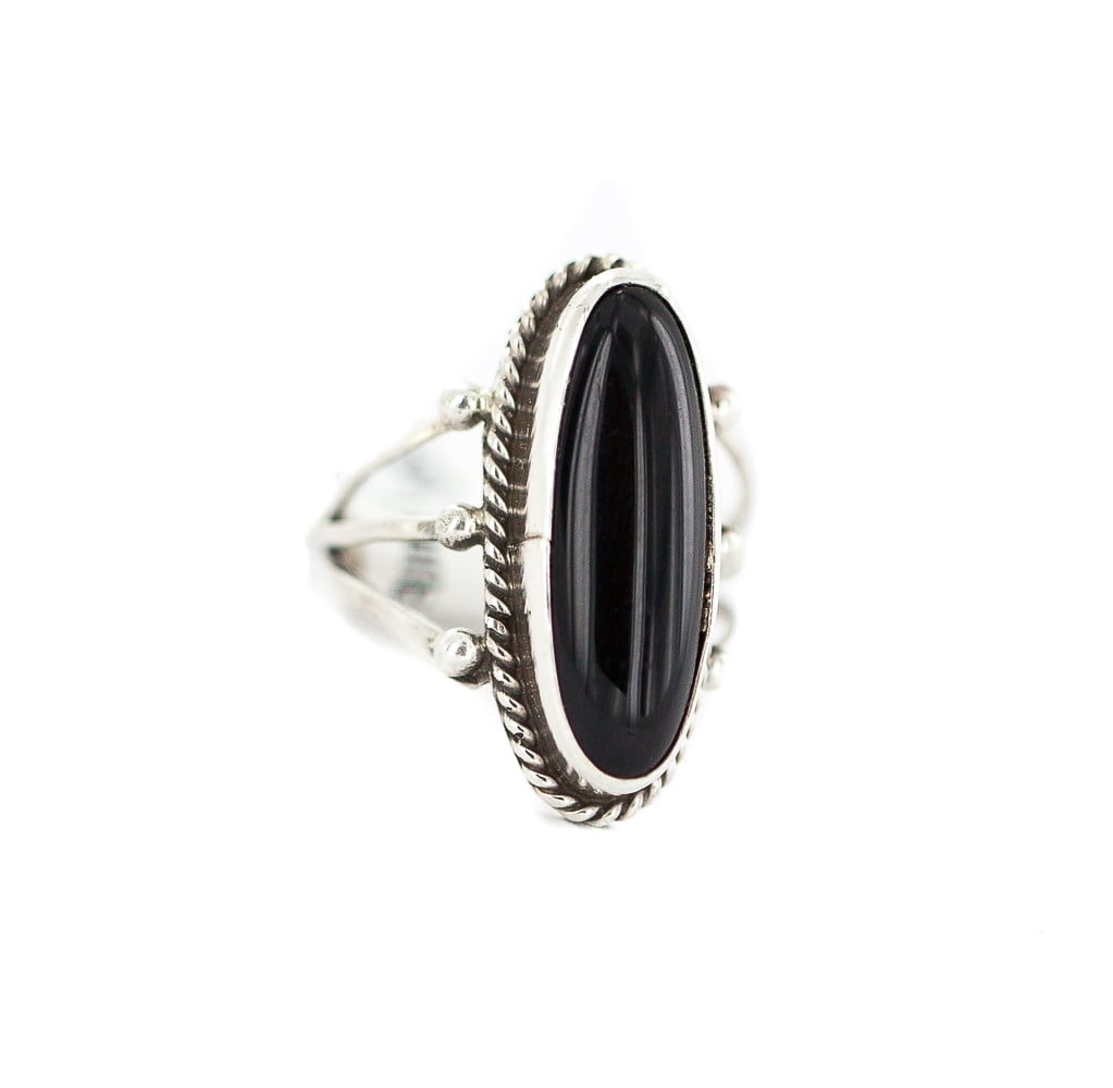 Jewelryonclick Natural Black Onyx Statement Rings For Women Fashion Jewelry In Size 5,6,7,8,9,10,11,12