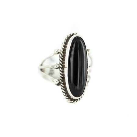 Handmade Oval Gemstone Ring Set In 92 5 Sterling Silver Black Onyx Ring Size 7 5 With Option To Resize Jewelry Statement Rings