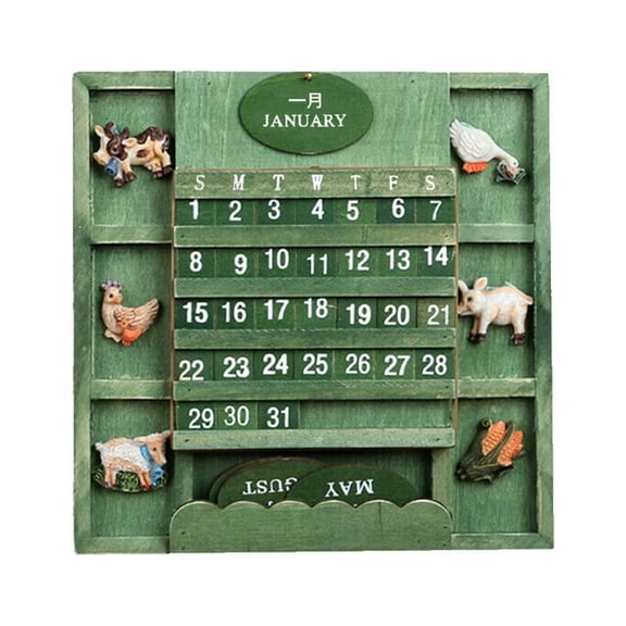 Myenne Retro Wooden Wall Perpetual Calendar Home Decoration Daily Desktop Calendar