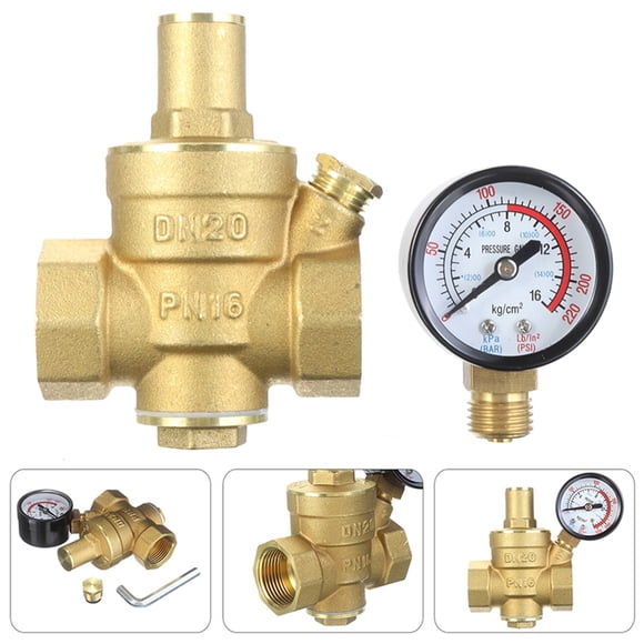 Clearance! Rewenti DN20 Brass Water Pressure Reducing Maintaining Valves Regulator Adjustables Relief Valves with Gauge Meter
