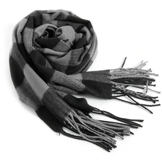 Men's Classic Winter Plaid Scarf - Soft Warm Scarf with Fringed Edges, Stylish Cold Weather Accessory