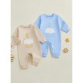thumbnail image 3 of BemeyourBBs Baby Boy First Birthday Romper Long Sleeve Embroidery Cupcake Jumpsuit, 3 of 9