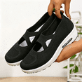 thumbnail image 5 of Domuza Women Knit Mary Jane Wedge Sneakers, Breathable Air Cushion Slip On Platform Shoes, Lightweight Comfortable Casual Walking Footwear Black 9（EU-42）, 5 of 5