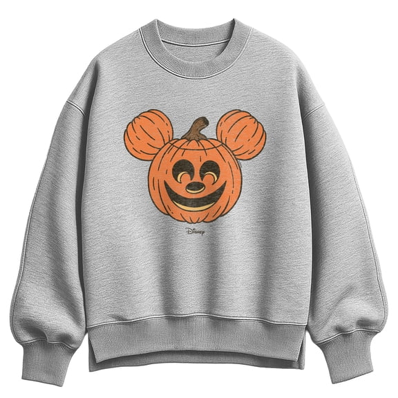 Disney - Mickey Head Pumpkin - Women's Oversized Fleece Crew Sweatshirt