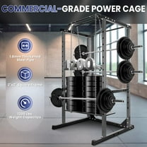 Black Squat Rack with Safety Bars, All in One Power Cage, 1200lbs Weight Capacity, High-Quality J-Hook, Power Rack for Home Gym, Bench Press