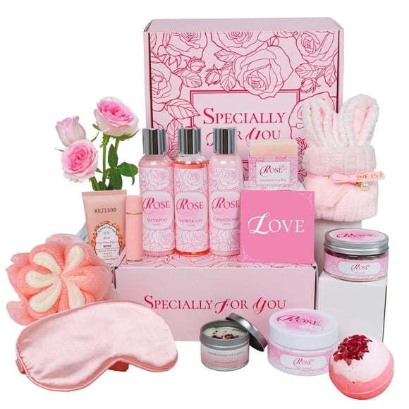 Set de regalo Honiitaa Rose Spa Bath & Body Care, 16 unidades, para mujer