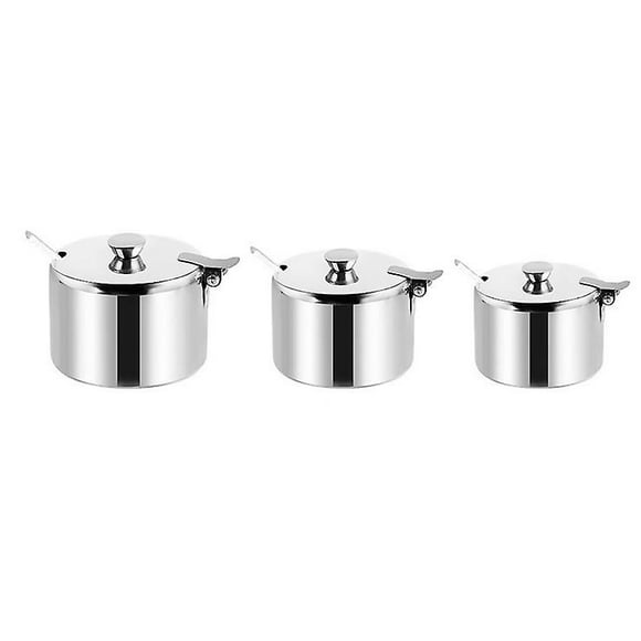 3pcs Sugar Bowl, Sugar Dispenser, Sugar Container Stainless Steel Sugar Bowl With Lid And Sugar Spoon