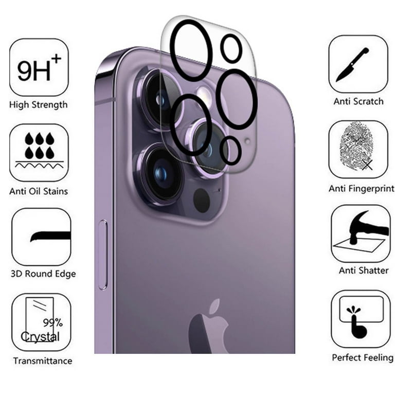 Fit For Back Camera Lens of iPhone 14 Pro Max 3-Pack BISEN Screen Protector  Tempered Glass, 9H Hardness, Anti-Scratch, Anti-Shock, Bubble Free,  Shatterproof 
