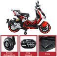 thumbnail image 4 of Motocicleta Eléctrica Montable para Niños Luces LED Bluetooth Llantas de Equilibrio Batería 12V Diseño Sport - Rojo, 4 of 7