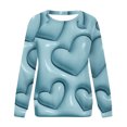 thumbnail image 3 of VALMASS Chandails en Molleton de la Saint-Valentin pour Femmes Manches Longues Imprimé Cœur Hauts Décontractés Col Rond Extérieur Blouses (S, Bleu Clair-A), 3 of 3
