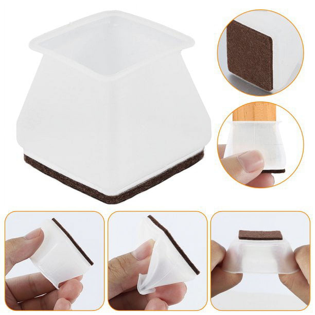 EIMELI 16PCS Square Silicone Chair Leg Caps Table Cover Feet Pads Floor Protectors for Hardwood Floors Felt Pads Anti-Slip Furniture Protection Covers