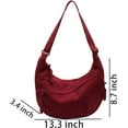 thumbnail image 3 of Lohol Nylon Crescent Bag for Women - Lightweight Small Hobo With 2 Pack Inner Dumpling Bag-Red, 3 of 8