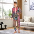 thumbnail image 4 of Llama Flowers Adult Onesie Pajamas Slim Fit Christmas One Piece Suit Pjs for Women and Men Hooded Zipper, 4 of 7