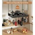 thumbnail image 3 of Hanging Pot Rack, 24x13 Inches Pot Hangers for Kitchen, Pan Hanging Rack with 12 S-Shaped Hooks, Vintage Ceiling Mounted Pan Holder for Cookware Storage, Charcoal Grey, 3 of 15