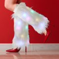 thumbnail image 1 of Calentadores de piernas iluminados, funda de moda para botas, mangas de botas para mujeres, accesorios de disfraces brillantes para Navidad, , Los 25CM Yinane Calentadores de piernas de felpa, 1 of 8